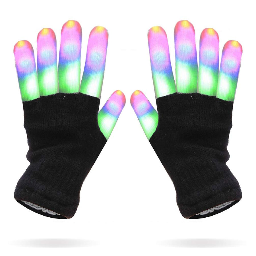 Multicolor Stripes LEDs Black Gloves