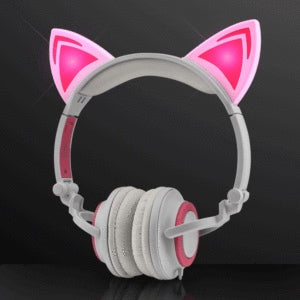 Pink LED Kitty Cat Animal Ears Headphones