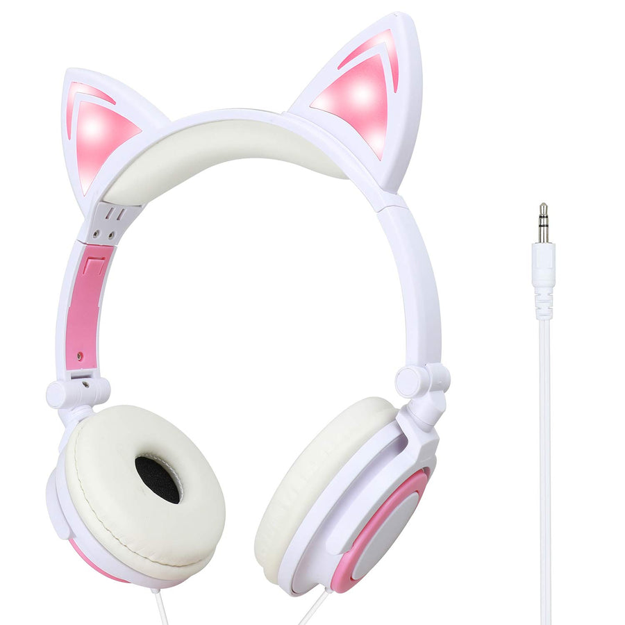 Pink LED Kitty Cat Animal Ears Headphones