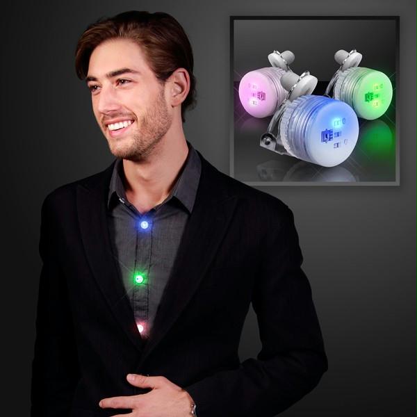 Assorted Color Round LED Blinky Clip On Pins