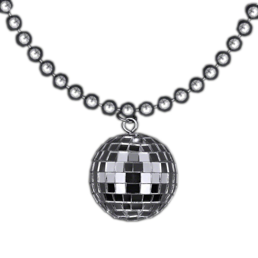 Disco Ball Charm Necklace On Silver Beads