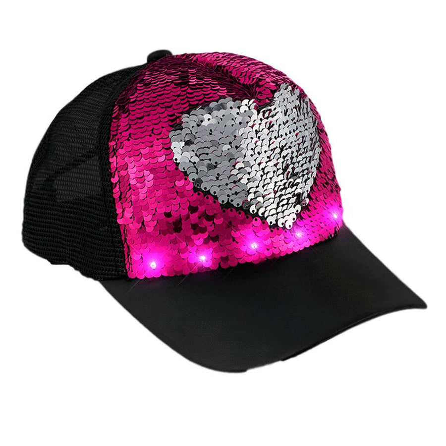 Flashing Reversible Pink Sequin Pattern Cap