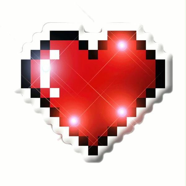 Light Up Pixel Heart 8-Bit LED Flashing Blinky Body Light Pin