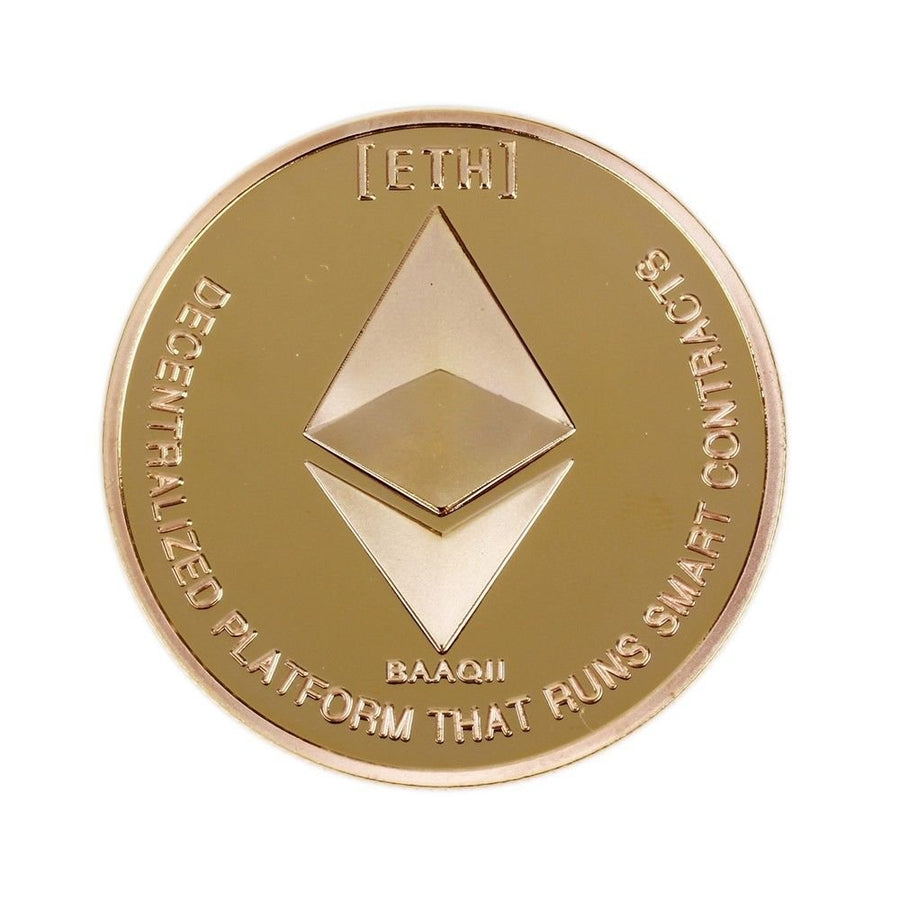 Gold Plated Ethereum Cryptocurrency Coin