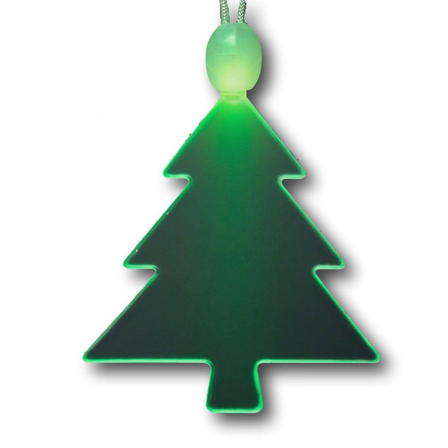 Green Light Up Christmas Tree Charm Pendant LED Necklace