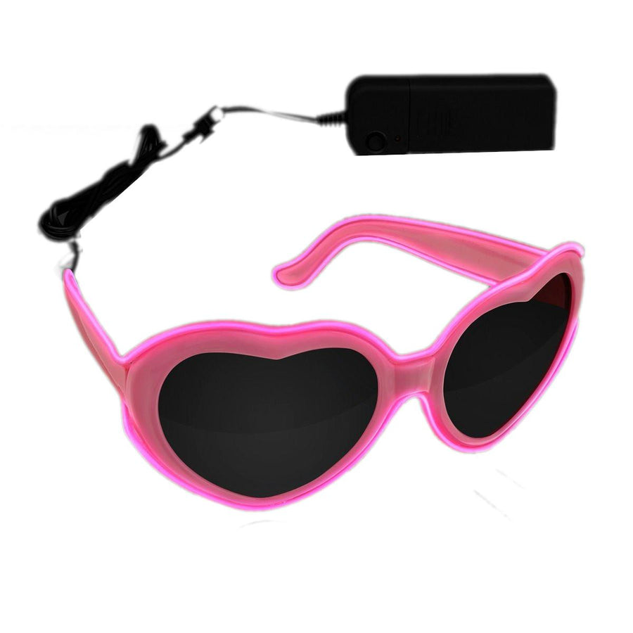 Stylish Heart-Shaped Glowing Pink EL Wire Sunglasses