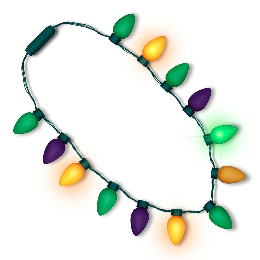 Carnival Jumbo LED Bulbs Mardi Gras Holiday Crewe Necklace for Fat Tuesday