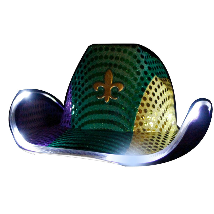 Light Up Flashing Fleur De Lis Cowboy Hat