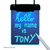 Blue LED Personalized Write On Clear Plastic Badge Necklace