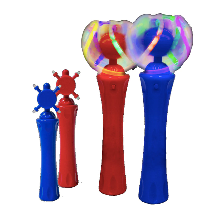 12 Packs Assorted Red and Blue Light Up Toy Orbiter Spinning Wands