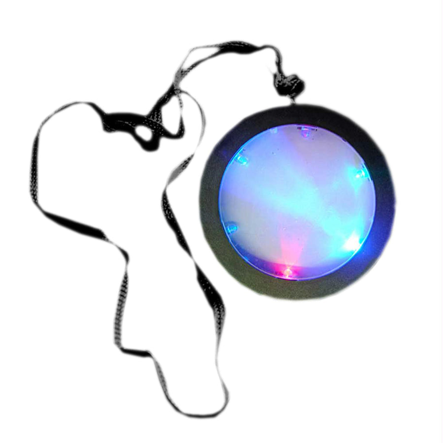 Multicolored Light Up Huge Disco Medallion Pendant Flashing Necklace for Parties