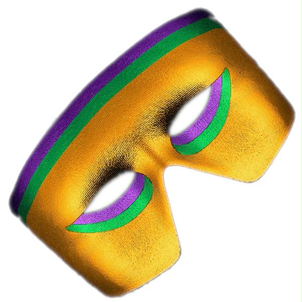 Masquerade Purple, Green, Gold Unlit  Metallic Mask Mardi Gras