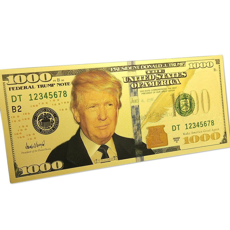 1000 USD Commemorative President Donald Trump Collectible Gold Plated Fake Bank Note