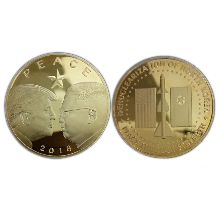 Peace 2018 Donald Trump and Kim Jong Un Commemorative Gold Coin