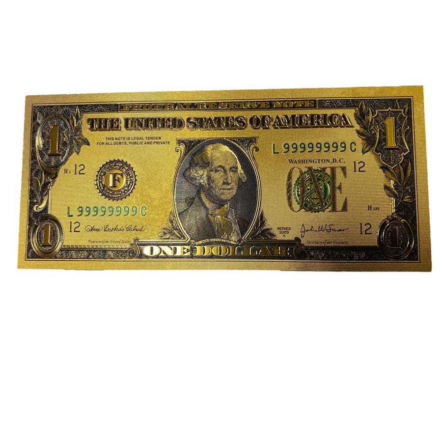 Premium Replica 1 Dollar Paper Money Bill 24k Gold Plated Fake Currency Banknote Art Commemorative Collectible Holiday Decoration