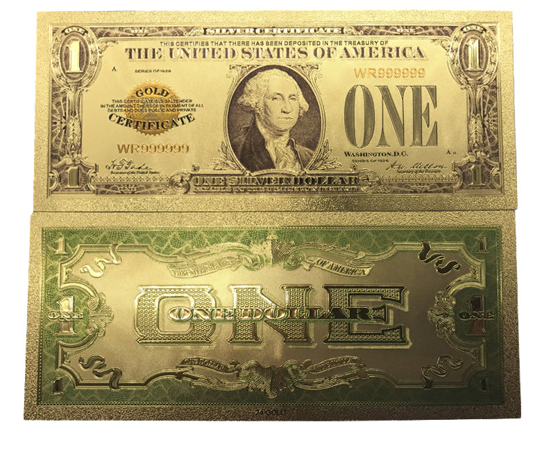 Premium Replica 1 Dollar Paper Money Bill 24k Gold Plated Fake Currency Banknote Art Commemorative Collectible Holiday Decoration