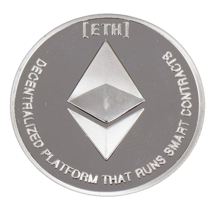 Silver Plated Ethereum Cryptocurrency Coin