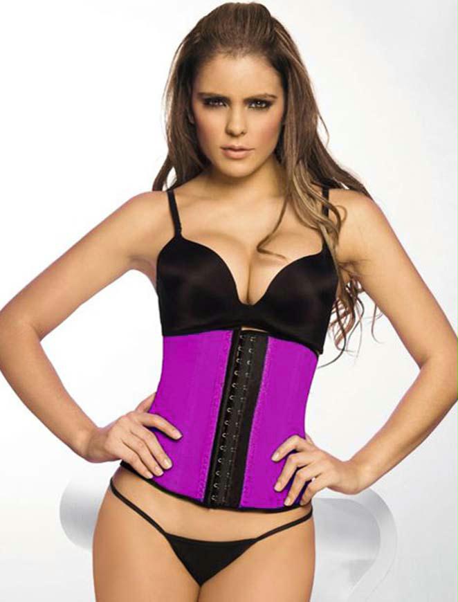 Plus Size 4 Steel Bones Purple Latex Corset