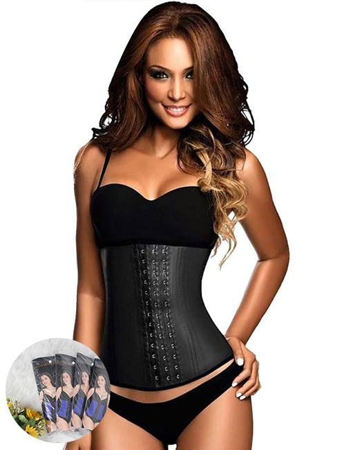 Plus Size 9 Steel Bones Black Latex Corset