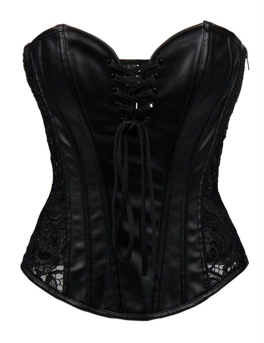 Elegant Black Brocade Bridal Corset