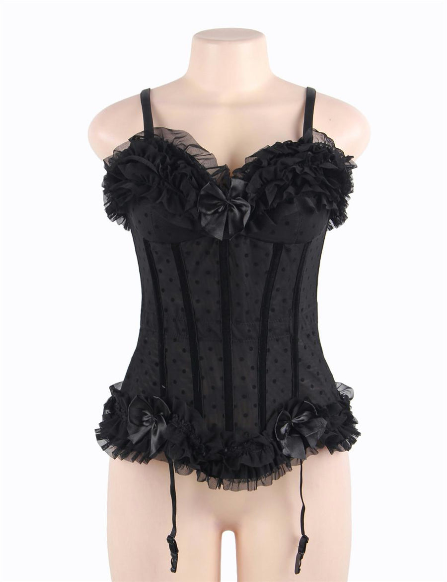 Black cute bow lace Corset