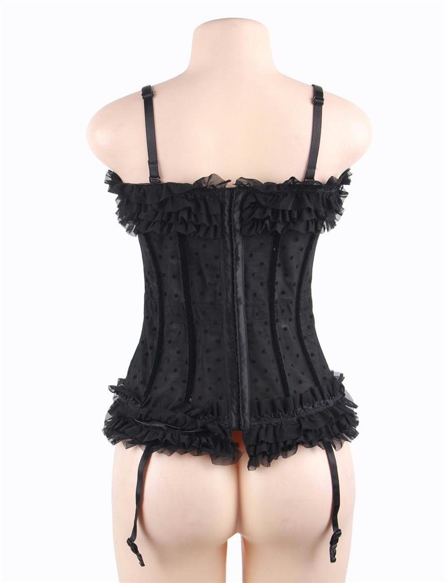 Black cute bow lace Corset