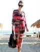 Fashion Slit Front Open Tie-dye Print Chiffon Beach Dress