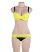 Yellow Padded Gather Push-up Sexy Bikini Set