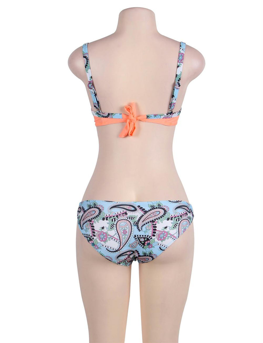 Tangerine Padded Gather Push-up Sexy Bikini Set