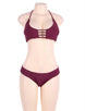 Ladies Dark Red Padded Gather Sexy Bikini Set