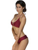 Ladies Dark Red Padded Gather Sexy Bikini Set