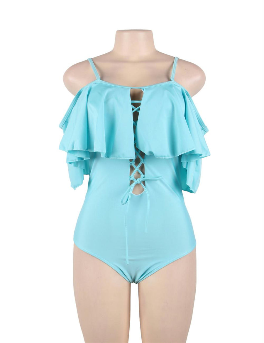 Ruffle Off-The-Shoulder One Piece Swimsuit