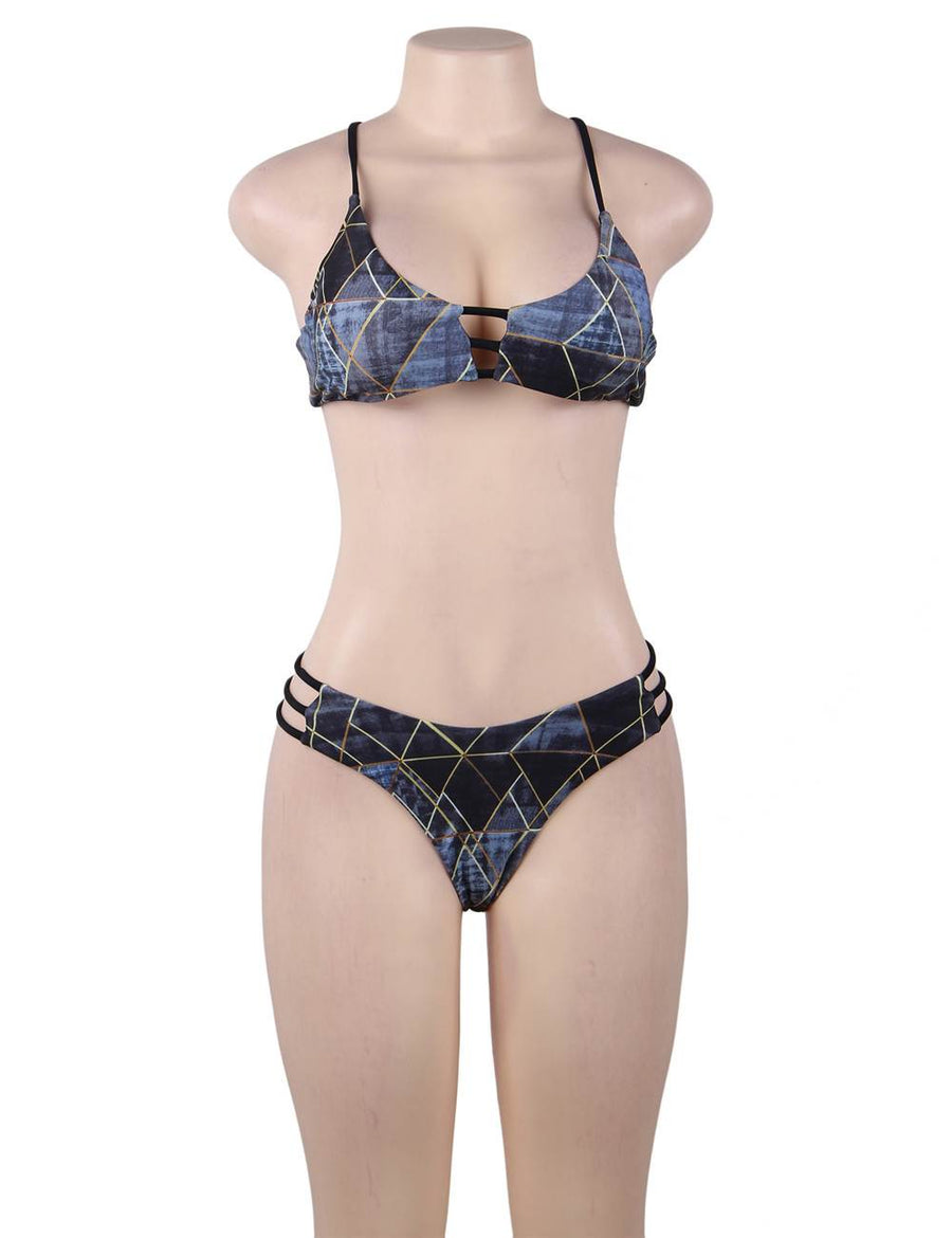 New Plaid Print Lady Split Sexy Bikini