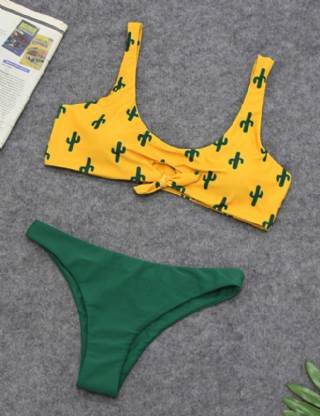 Cute Cactus Printing Sexy Summer Women's Bikini Set