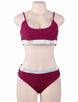 High-Waist Sequins Dark Red Solid Color Sexy Summer Bikini Set