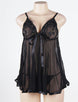 Sexy Sheer Lace Black Babydoll With G String