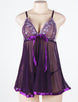 Purple Sheer Lace Babydoll With Open Back