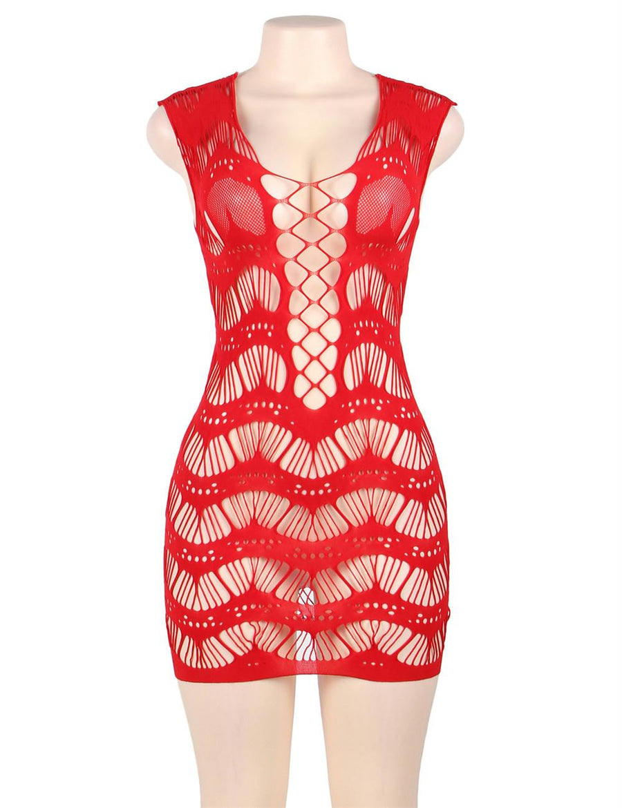 Crocheted Lace Hollow-out Chemise Dress