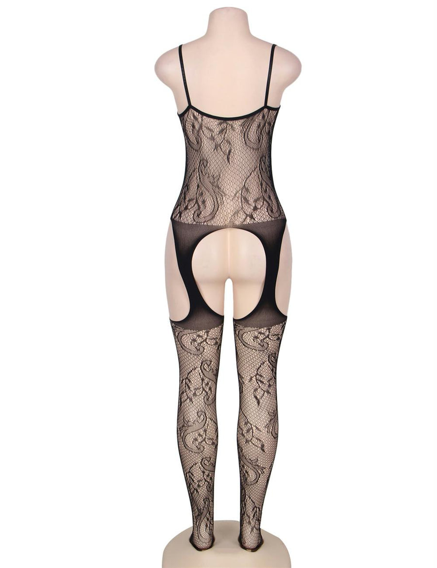 Plus Size Crotchless Fishnet Black Bodystocking