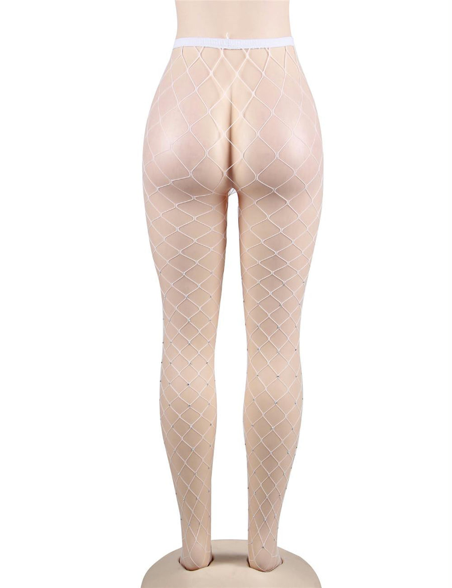 Fashion White Sparkle Fishnet pantyhose