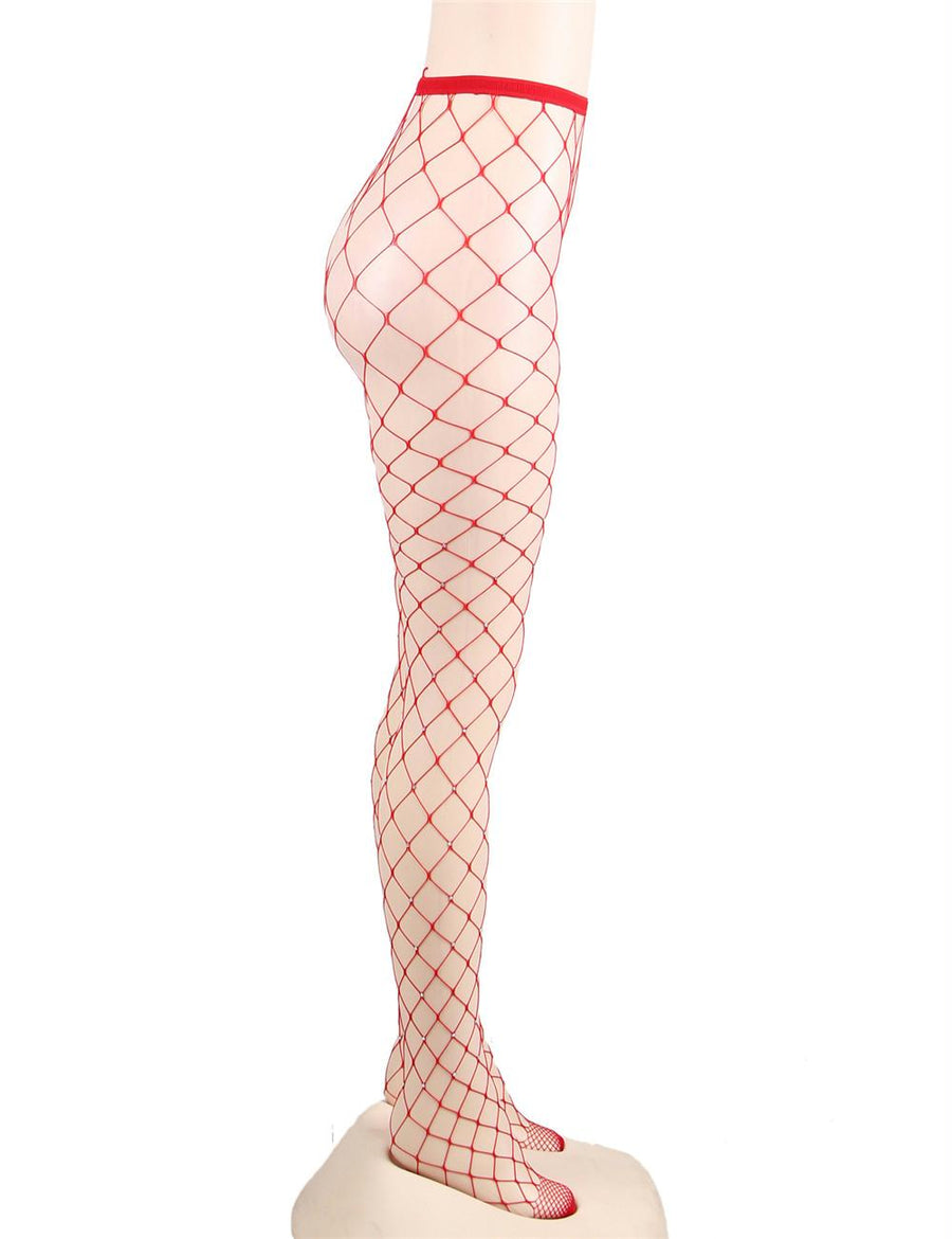 Valentine's Day Fashion Red Sparkle Fishnet pantyhose