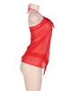 Sexy Red Halter Lace Trim Fly Away Babydoll With G String