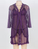 Purple Plus Size 3pc Transparent Lace Robe Lingerie