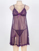 Purple Plus Size 3pc Transparent Lace Robe Lingerie