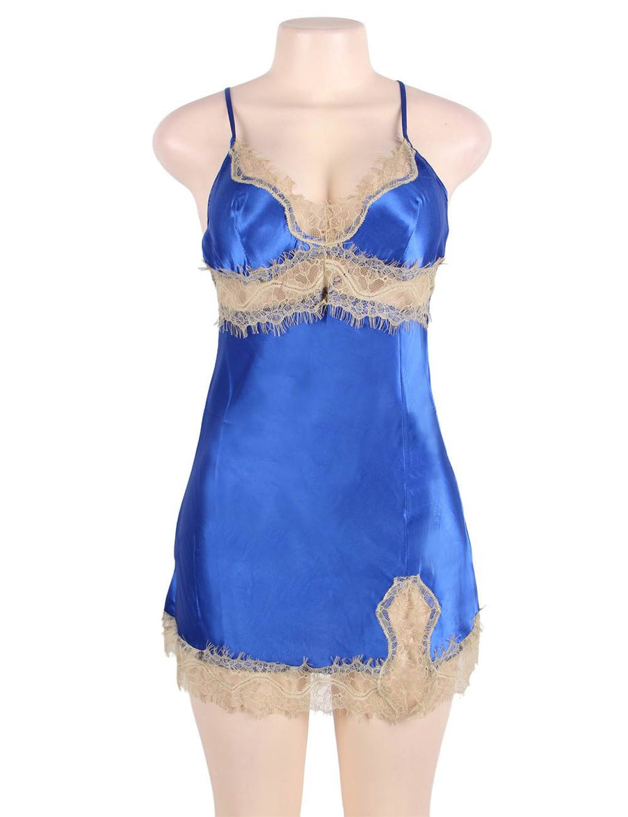 Deluxe Satin Lace Stitching babydoll