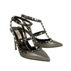 'Rockstud' 100mm Ankle Strap Pumps - Silver