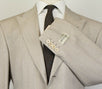 Herringbone Wool 3 Roll 2 Button Suit - Beige