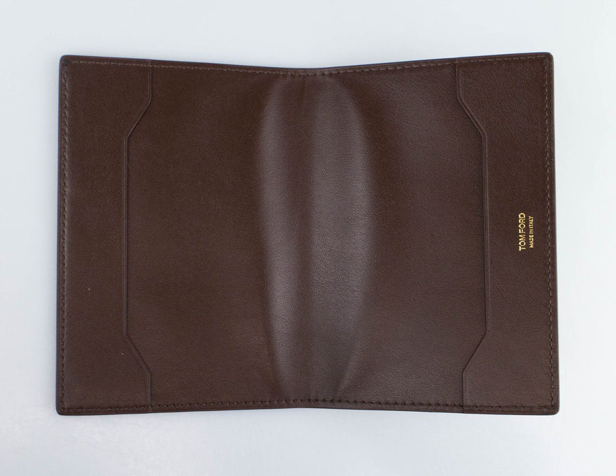 Smooth Leather Bifold Passport Holder - Brown