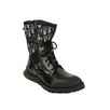 Leather Oblique Combat Boots - Black