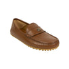 Men's Leather Metal Logo Loafers Shoes - Brown